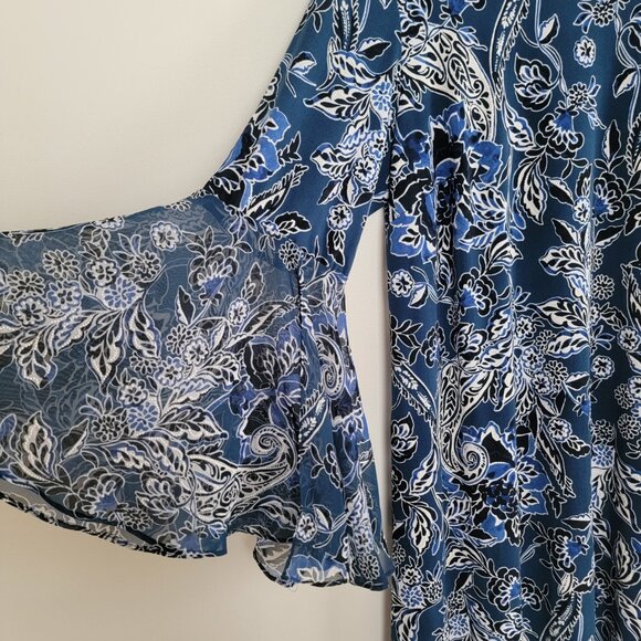 MSK Blue Floral Dress 1X Plus Size - Picture 2 of 4
